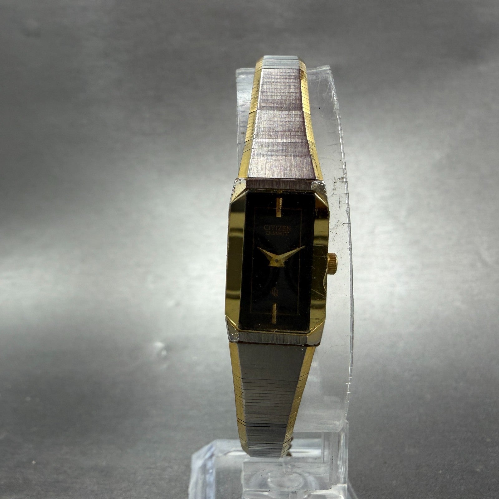 Citizen CQ Tank Watch Women 13mm Black Dial Two Tone 5421-F42228 New Battery5