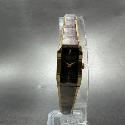 Citizen CQ Tank Watch Women 13mm Black Dial Two Tone 5421-F42228 New Battery5