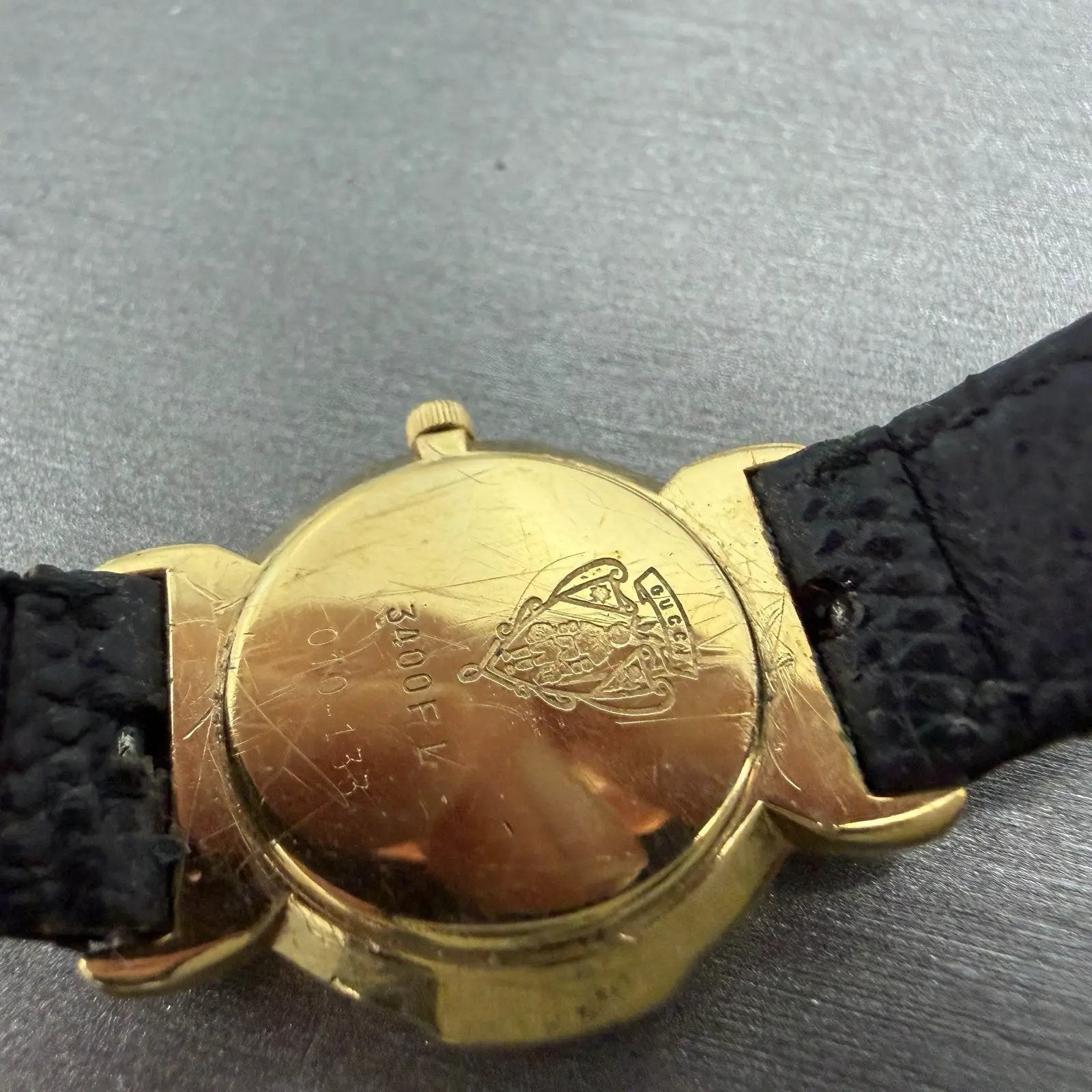 Gucci 3400L Watch Women 22mm White Dial Gold Plated Round New Battery VTG9