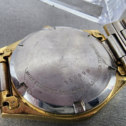 Seiko SQ Watch Men 36mm Gold Dial Gold Tone Daydate Round 7126-8009 New Battery