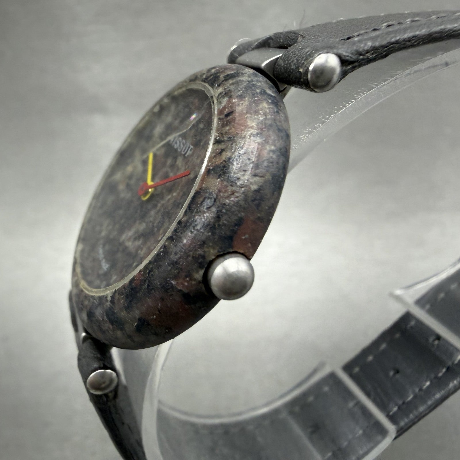 Tissot Rock Watch Women 30mm Gray Stone Dial Stone Case Round PARTS CRACKED!!!2