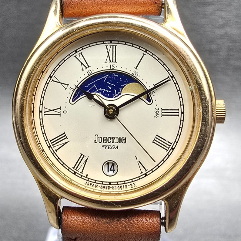 Citizen Vega Moon Phase Watch Women 25mm Champagne Dial 6A85-K04409 New Battery1