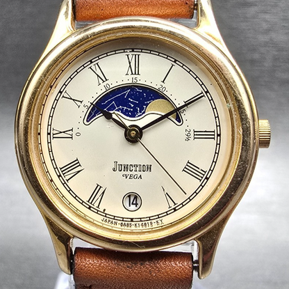 Citizen Vega Moon Phase Watch Women 25mm Champagne Dial 6A85-K04409 New Battery1