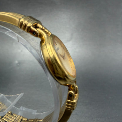 Seiko Watch Women 21mm Champagne Dial Gold Tone Round V400-1229 New Battery3