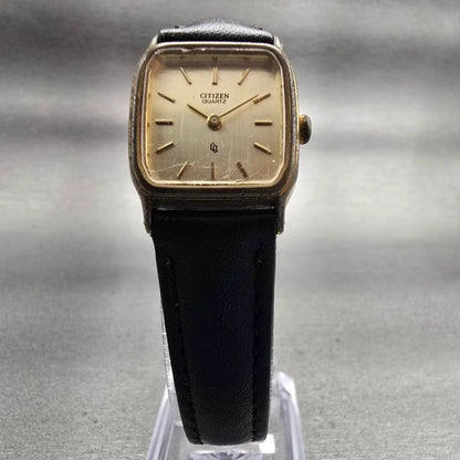Citizen CQ Watch Women 20mm Gold Dial Gold Tone Rectangle 3220-320697 New Batt5