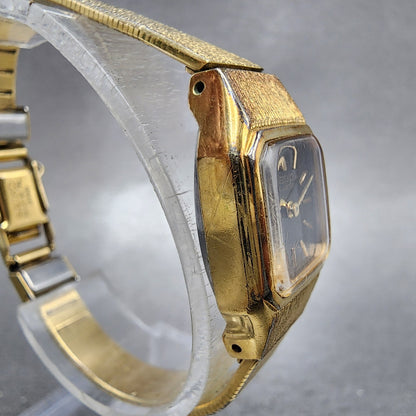 Seiko Tank Watch Women 17mm Brown Dial Gold Tone Rectangle 54205019 New Battery3