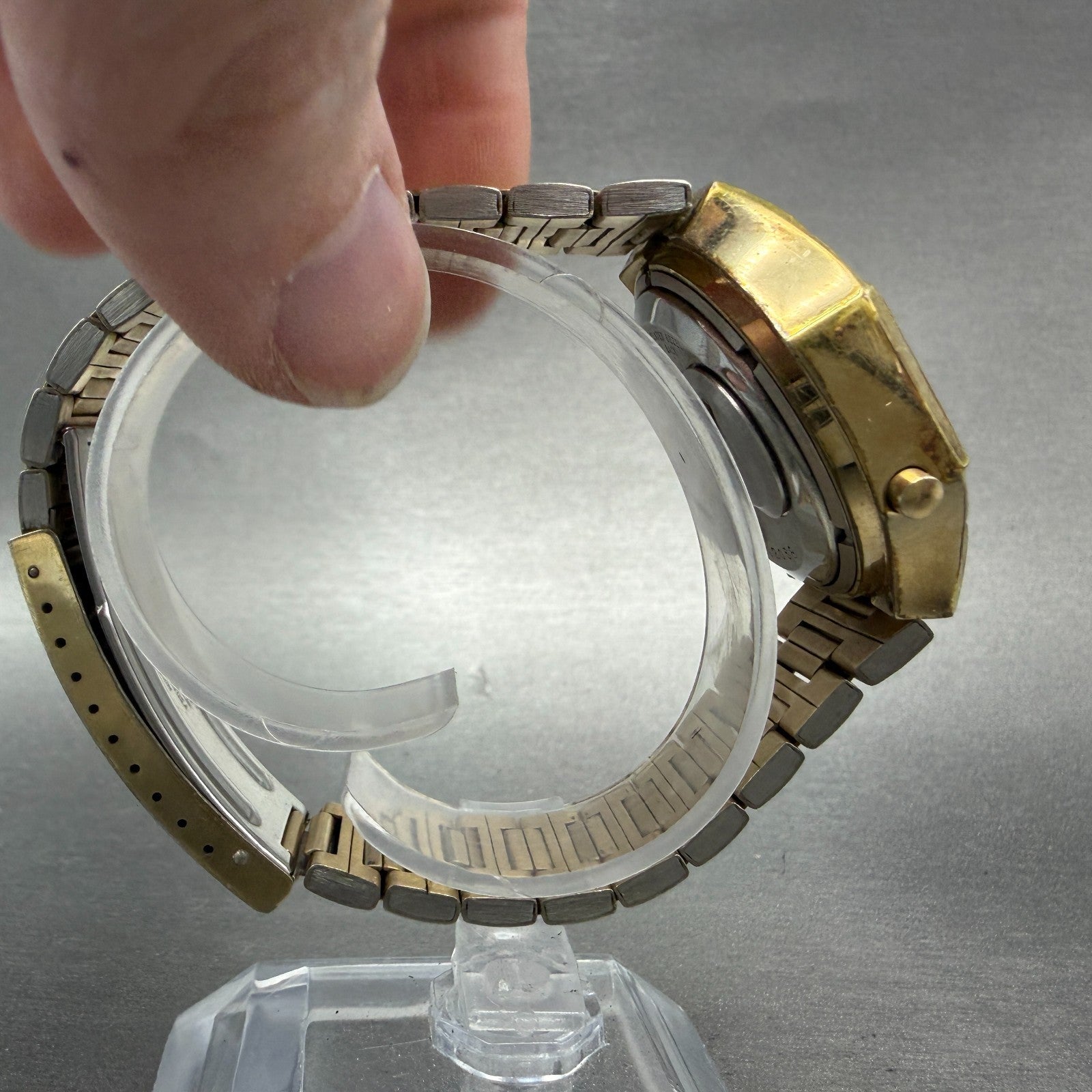 Witttnauer Polara RED LED Watch Men 35mm Gold Plated Tone Vintage PARTS9