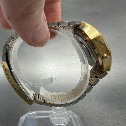 Witttnauer Polara RED LED Watch Men 35mm Gold Plated Tone Vintage PARTS9