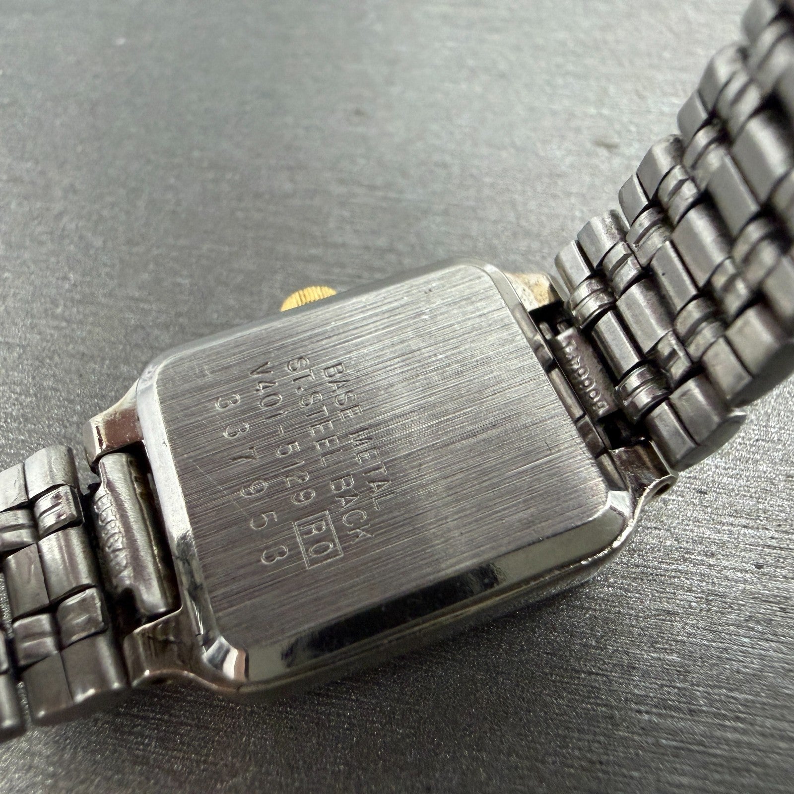 Seiko Tank Watch Women 18mm White Dial Two Tone Rectangle V401-5129 New Batt SQL9