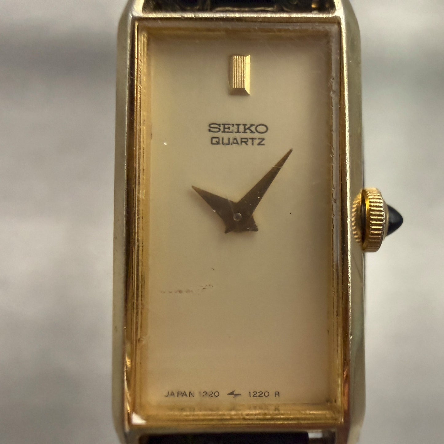 Seiko Watch Women 13mm Champagne Dial Gold Tone Rectangle 1320-5939 New Battery1
