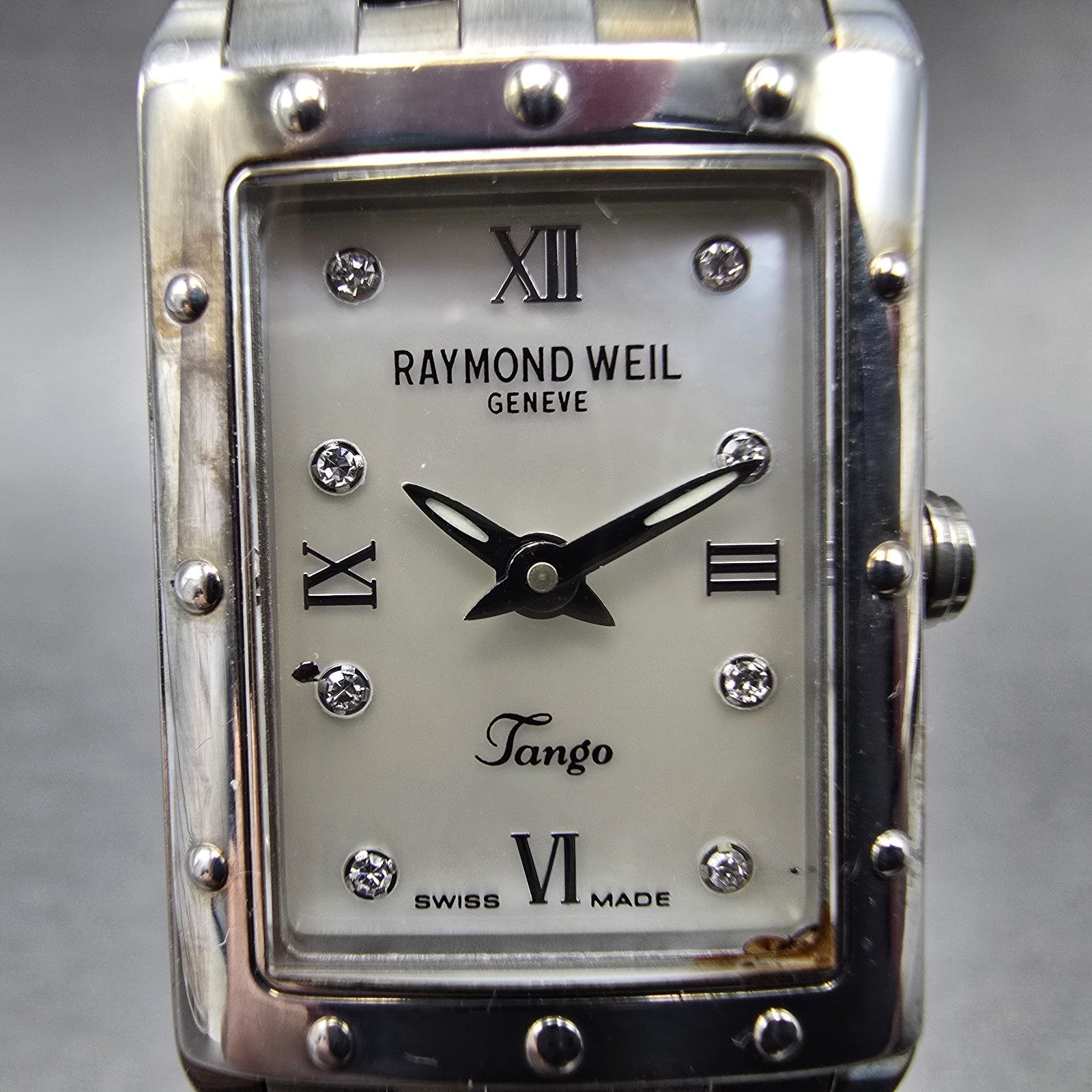 Raymond Weil Tango Watch 19mm MOP Dial Silver Tone Rectangle 5971 New Battery FG1