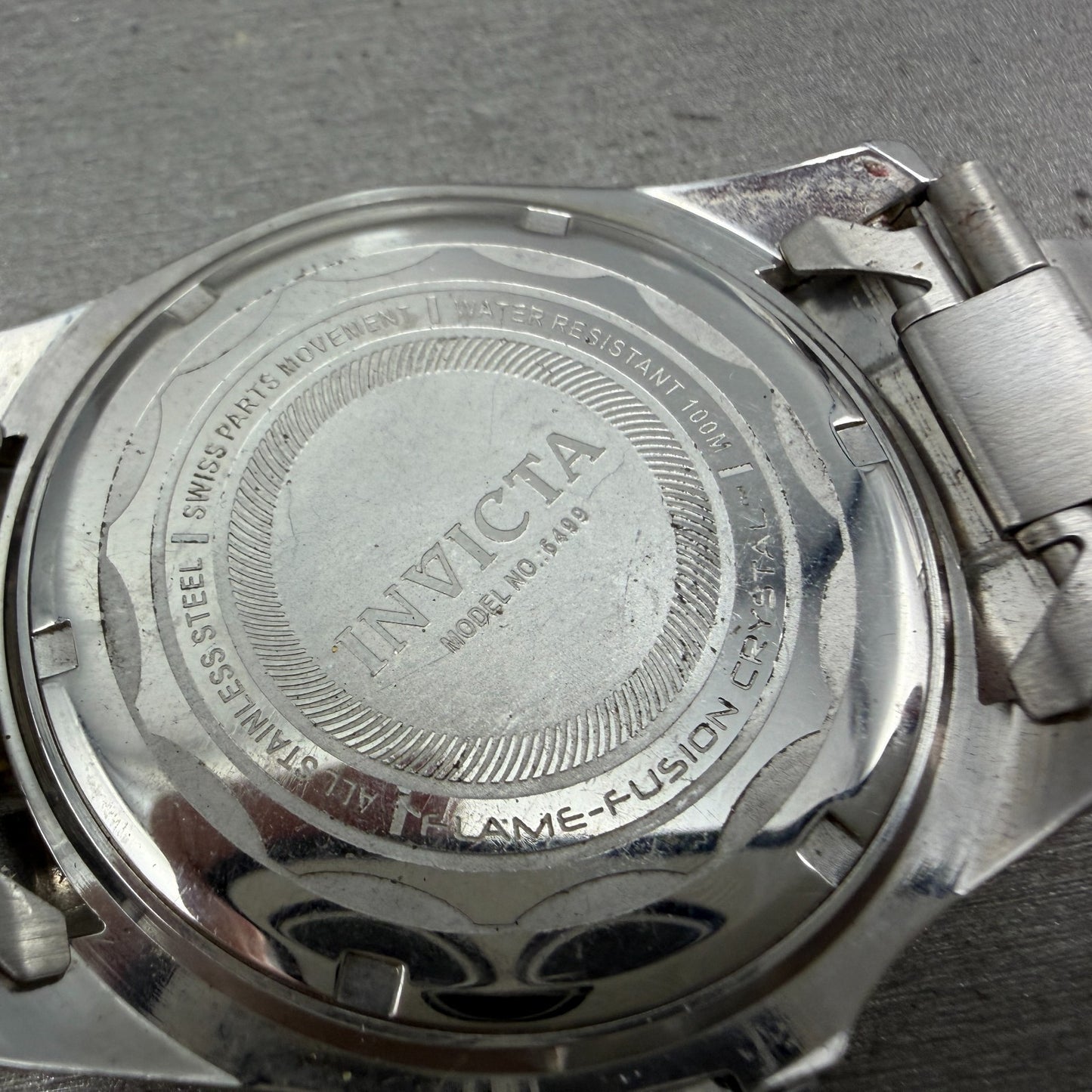 Invicta Diver Watch Men 43mm Black Dial Steel Date Round 6499 PARTS13