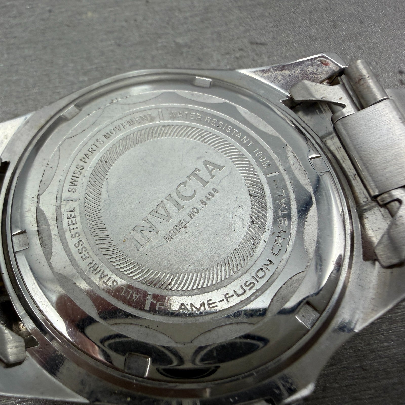 Invicta Diver Watch Men 43mm Black Dial Steel Date Round 6499 PARTS13