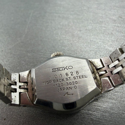 Seiko Watch Women 17mm Silver Dial Silver Tone Round 1120-3020 Manual Runs VTG9