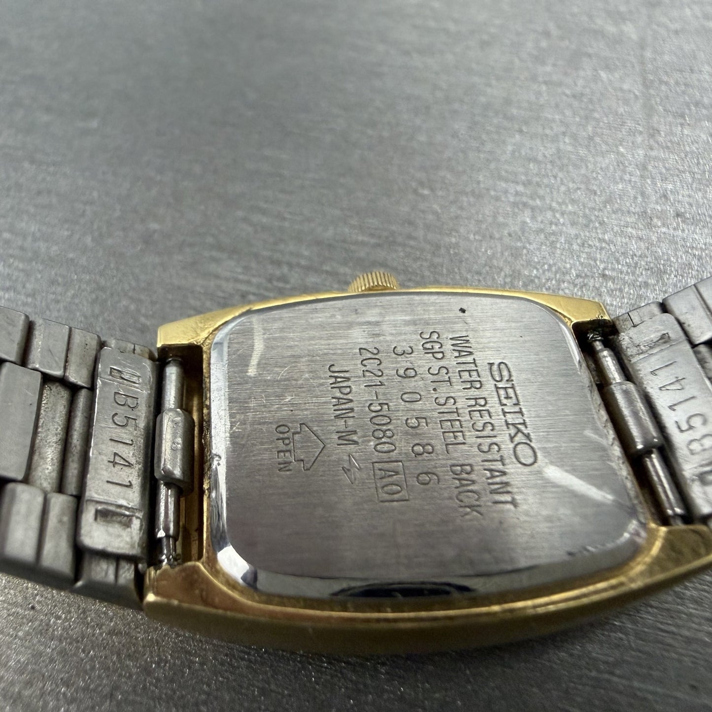 Seiko Tank Watch Women 20mm Champagne Dial Gold Tone VTG 2C21-5080 New Battery9