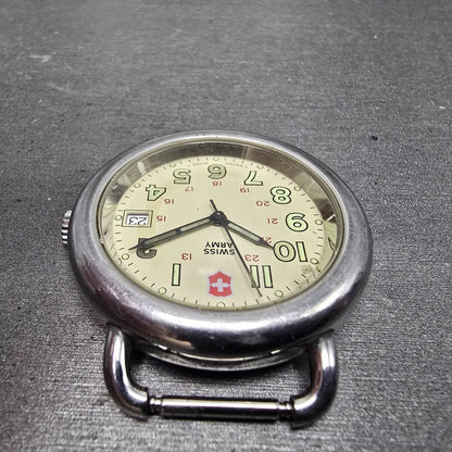 Victorinox Swiss Army Cavalry Watch Men 37mm Cream Dial Silver Tone Date PART MN5