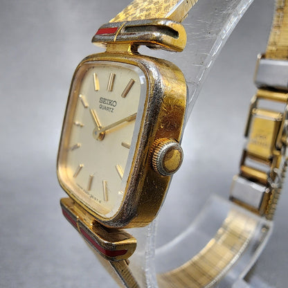 Seiko Watch Women 18mm Champagne Dial Gold Tone Rectangle 23206800 New Battery2