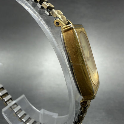 Seiko Tank Watch Women 13mm Champagne Dial Gold Tone 1320-6069 New Battery3