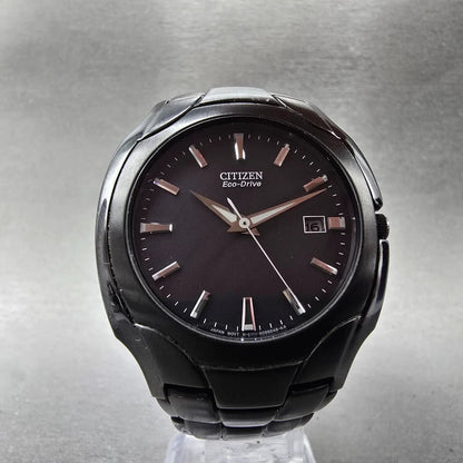 Citizen Eco-Drive Watch Men 38mm Black Dial Black Tone Date E111-S063426 Runs BK7