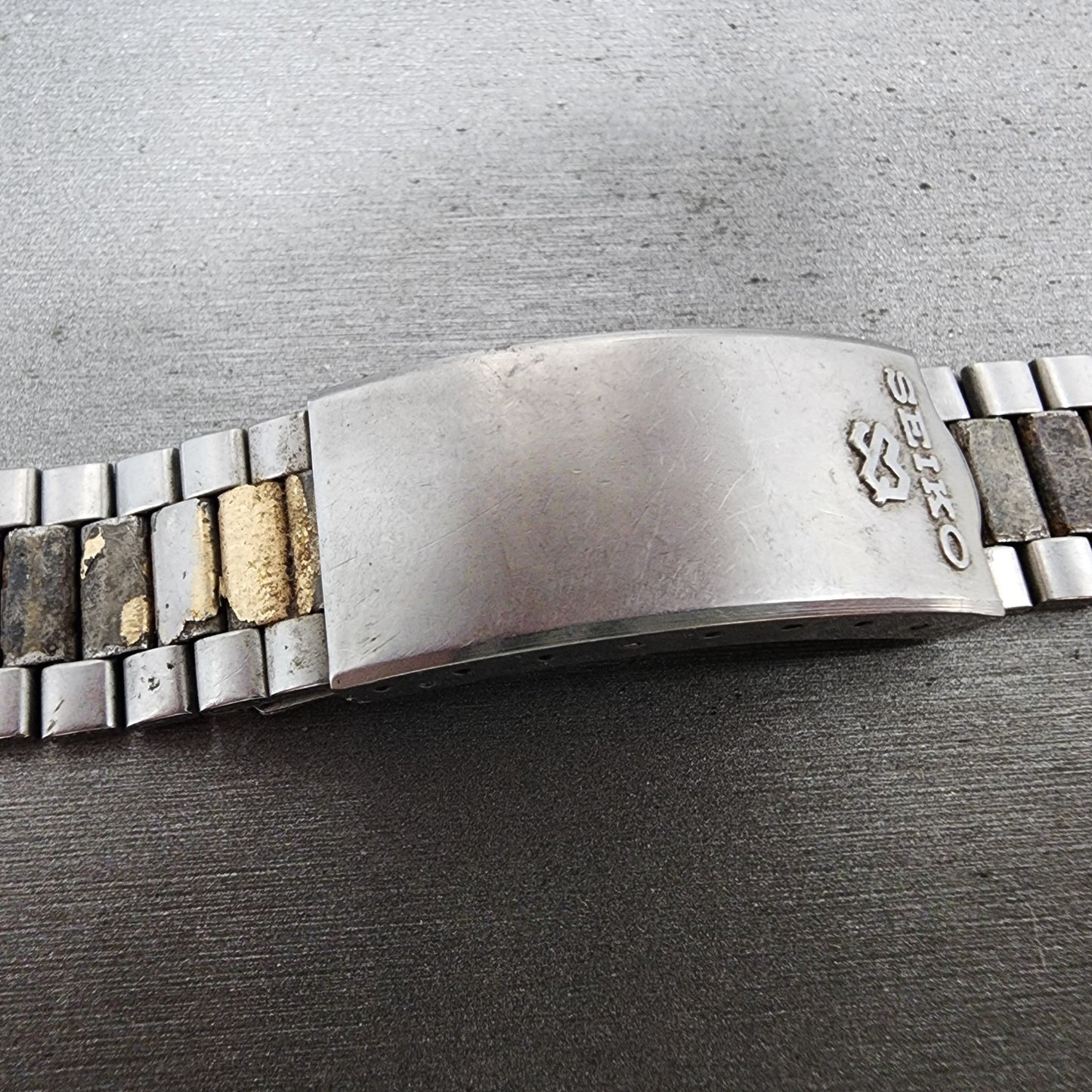 Seiko Bracelet 20mm Two Tone Stainless Steel Tri Folding Z271 End Links2