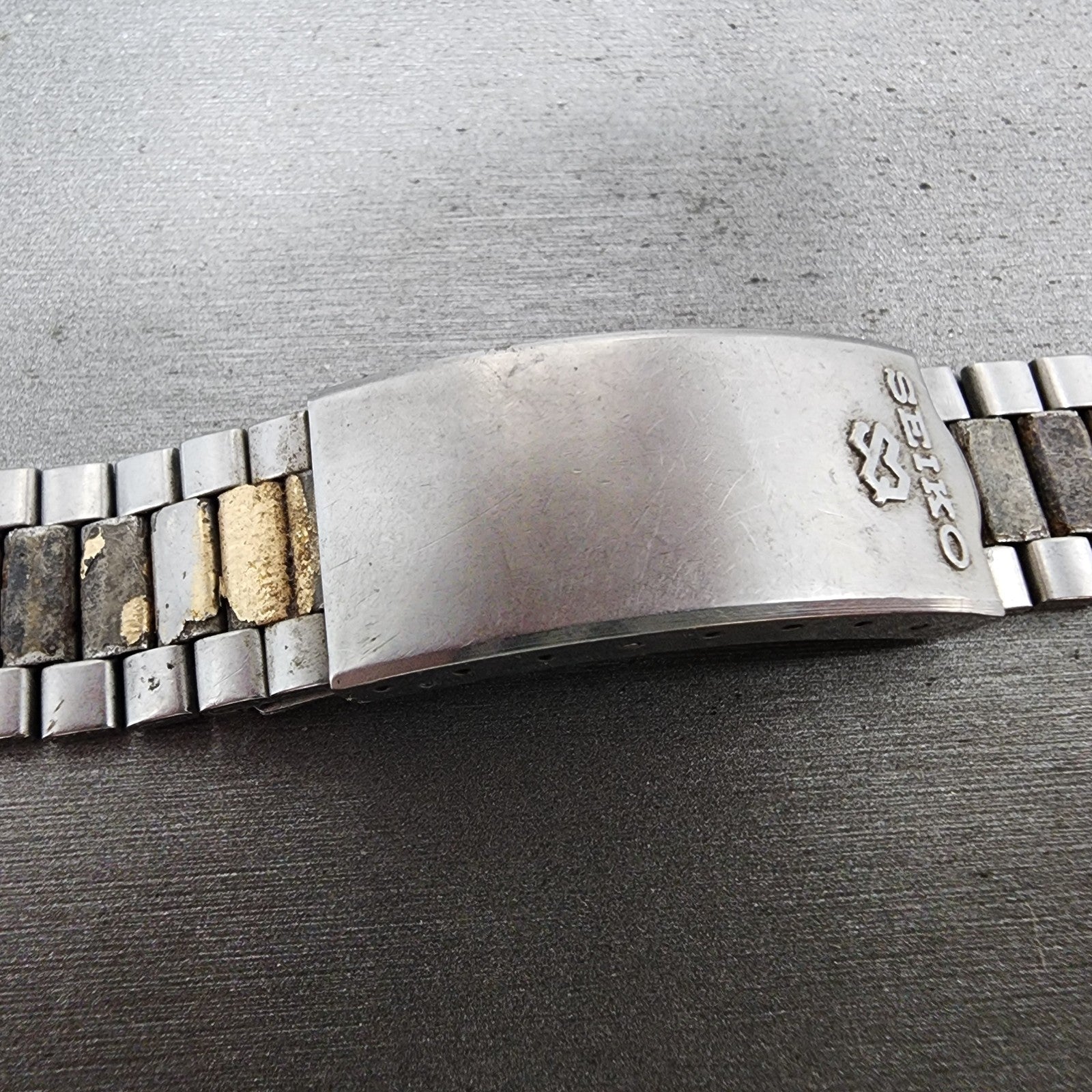 Seiko Bracelet 20mm Two Tone Stainless Steel Tri Folding Z271 End Links2