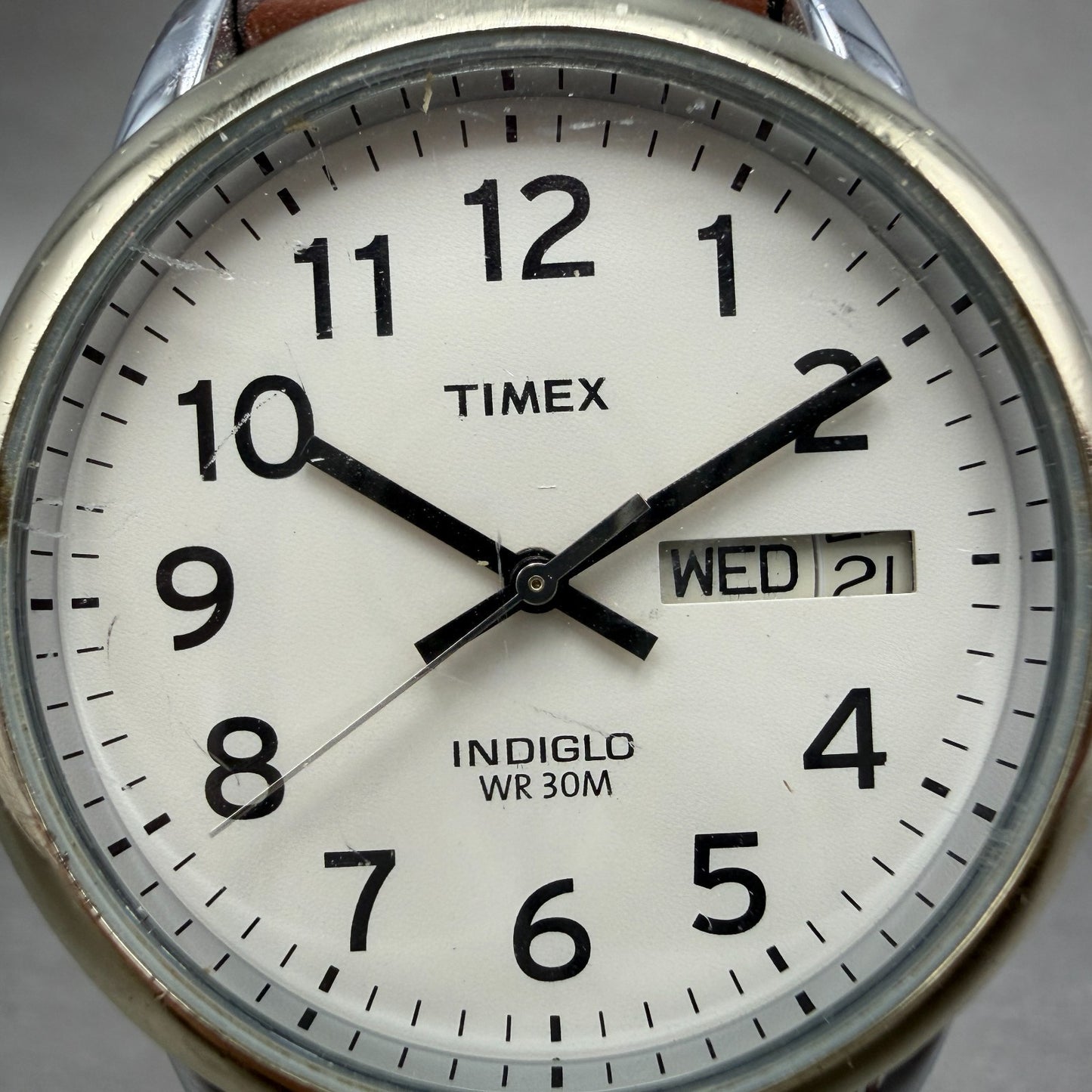 Timex Easy Reader Watch Men 35mm Cream Dial Two Tone Date Round New Battery1