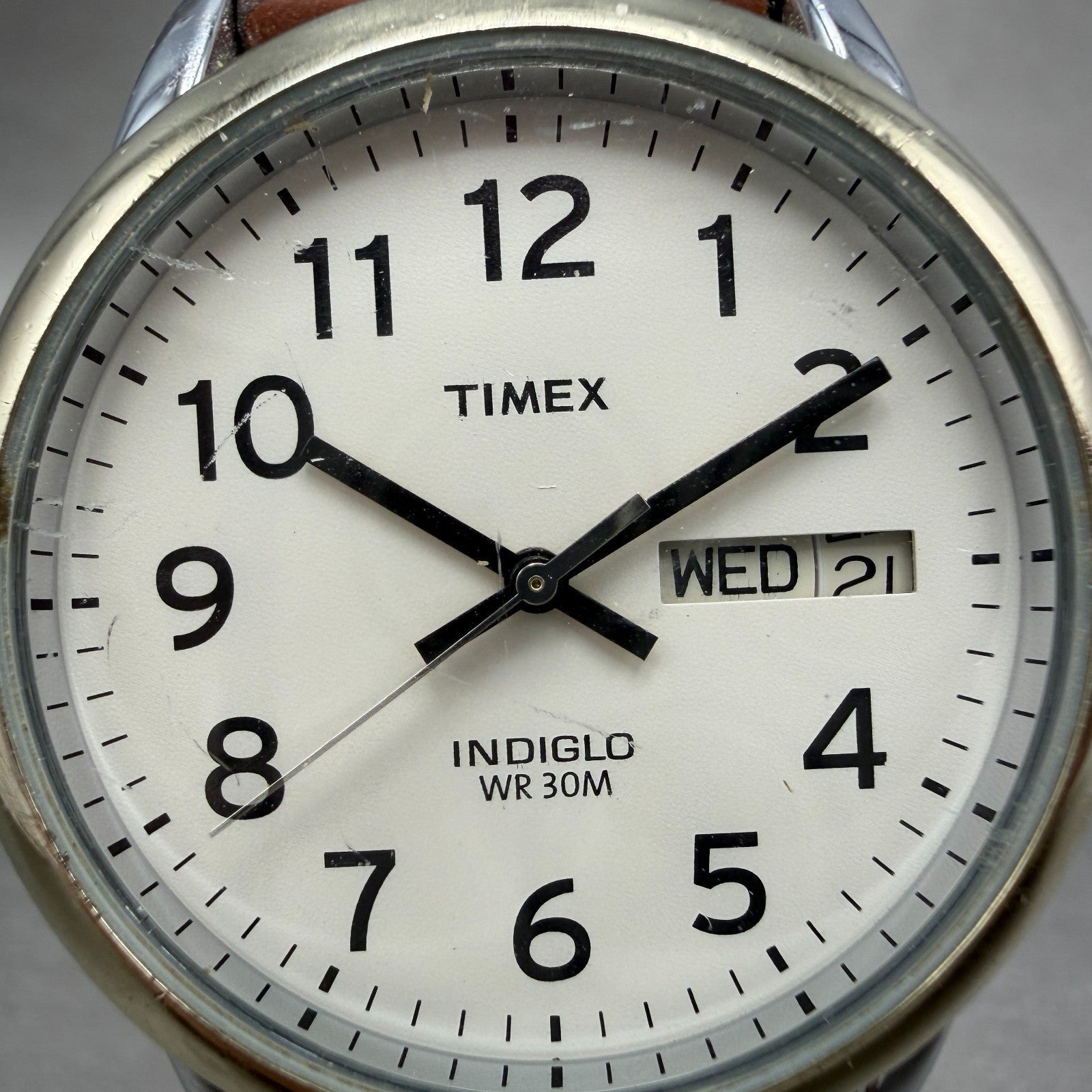Timex Easy Reader Watch Men 35mm Cream Dial Two Tone Date Round New Battery1