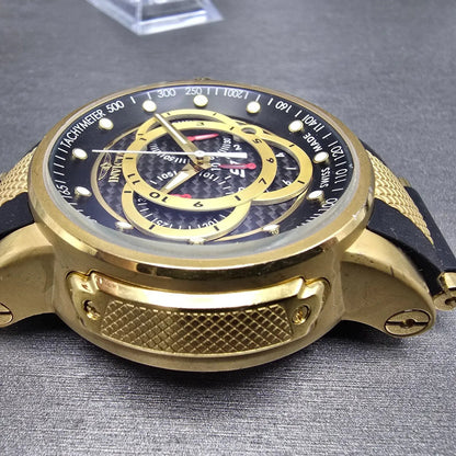 Invicta S1 Chronograph Watch Men 51mm Black Dial Gold Tone Date 0896 New Battery3