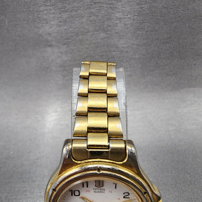 Citizen Watch Women 27mm White Dial Gold Tone Date 6010S37668 New Battery ABC124