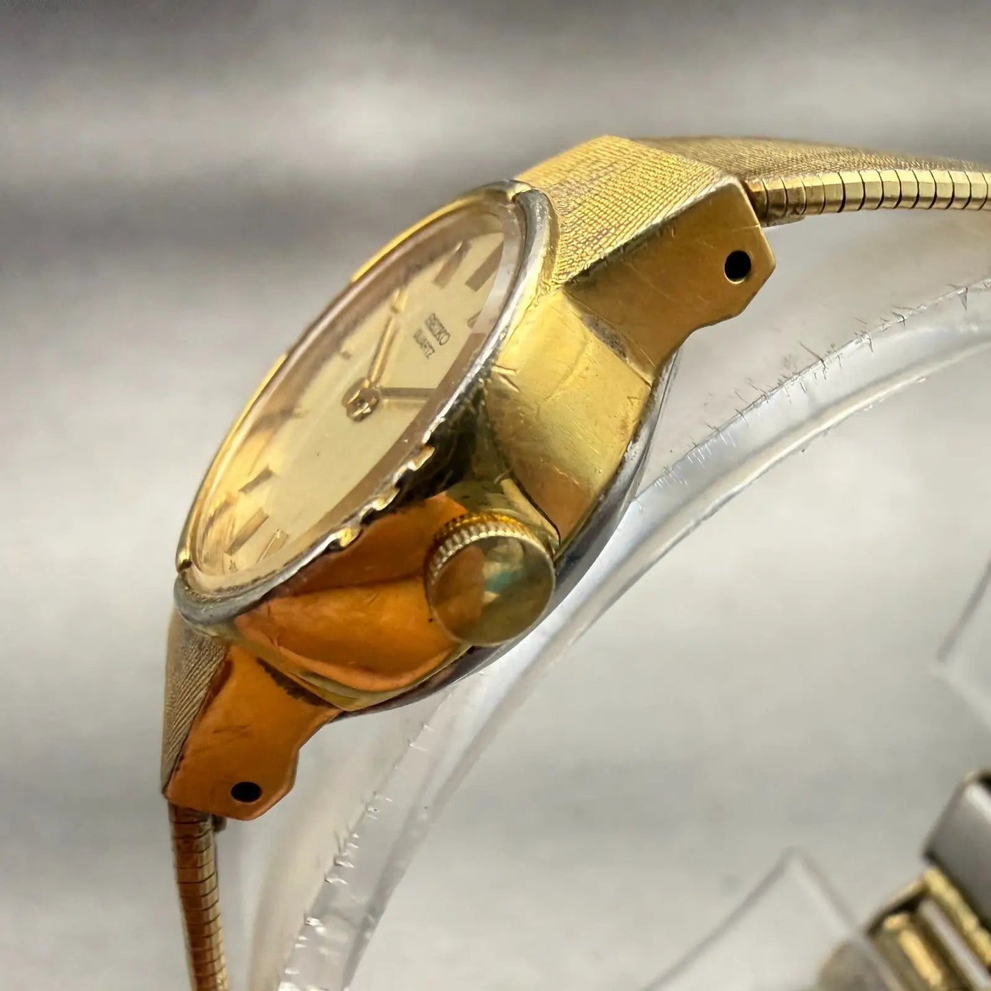Seiko Watch Women 19mm Champagne Dial Gold Tone Round 16-0129 New Battery VTG2