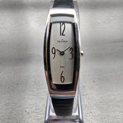 Skagen Watch Women 14mm Silver Dial Silver Tone Rectangle 522SSLC New Battery0