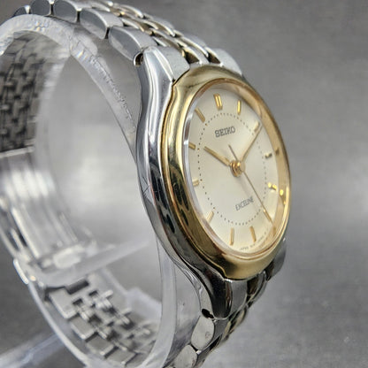 Seiko Exceline Watch Women 25mm Cream Dial Two Tone Round 4J41-0030 New Battery
