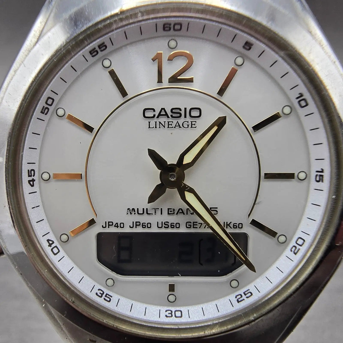 Casio Lineage LCW-M200 Watch Men 38mm White Dial Steel Analog Digital Solar JDM1