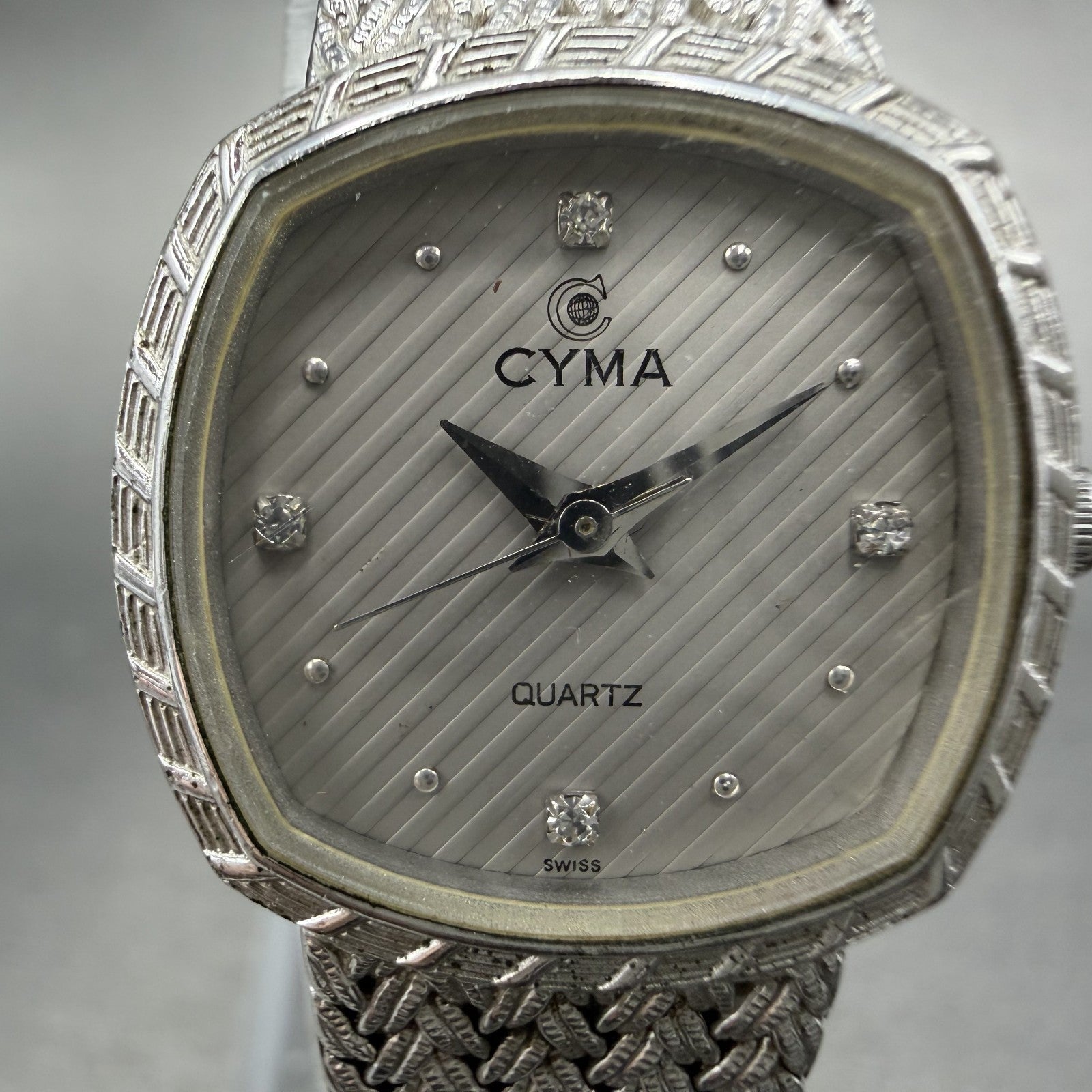 Cyma Watch Women 22mm Silver Dial Silver Tone Rectangle 616 Mesh New Battery1
