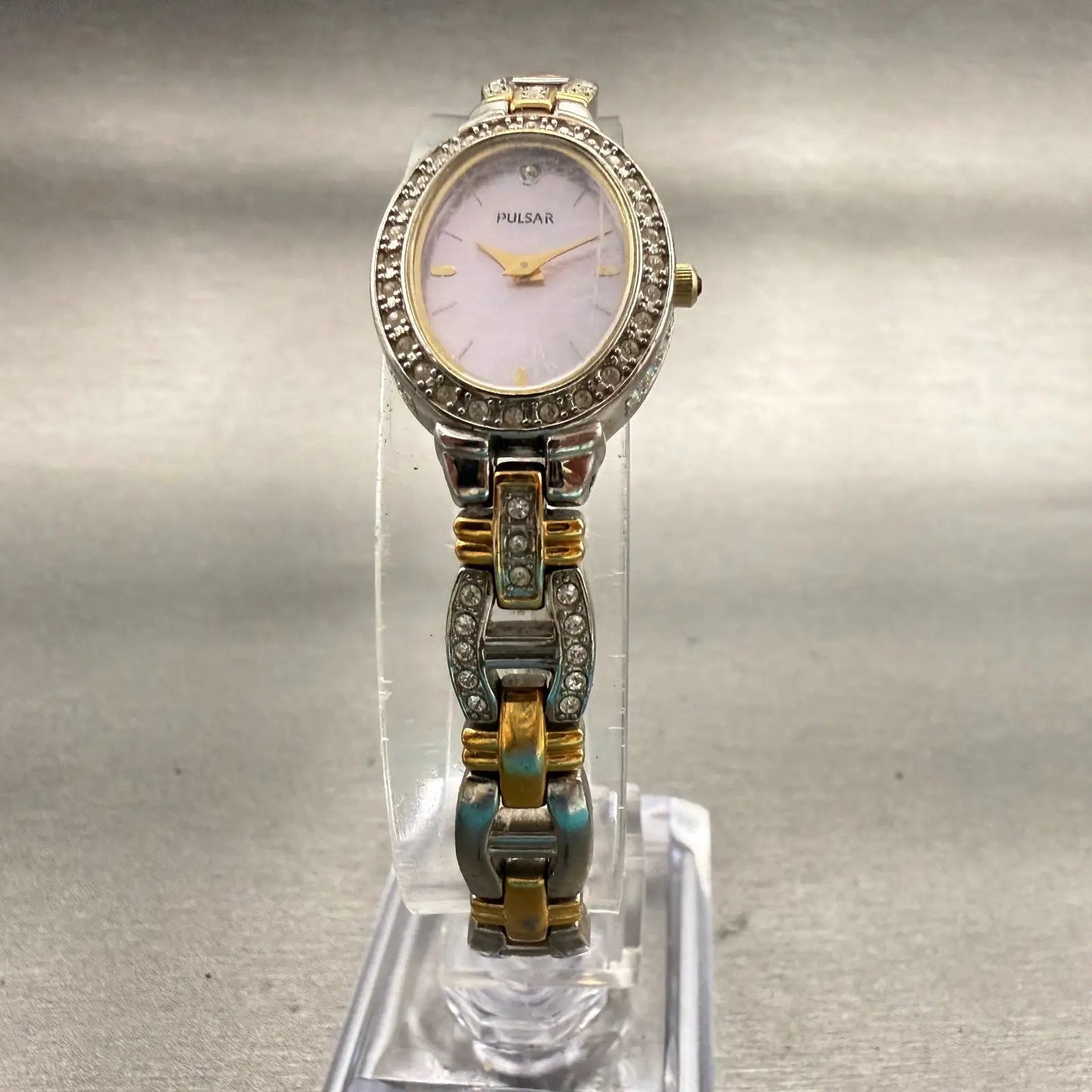 Seiko Pulsar Watch Women 18mm MOP Dial Silver Tone Gemmed 1N00-X222 New Battery5