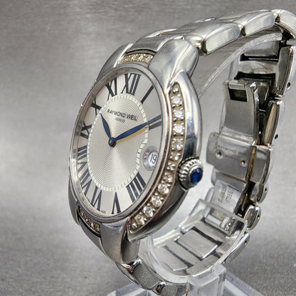 Raymond Weil Jasmine Watch Women 35mm White Dial Steel Diamond Bezel Date Works2