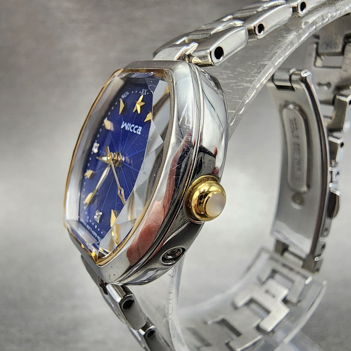 Citizen Wicca Watch Women 25mm Blue Dial Stainless Steel Tone Atomic Works3