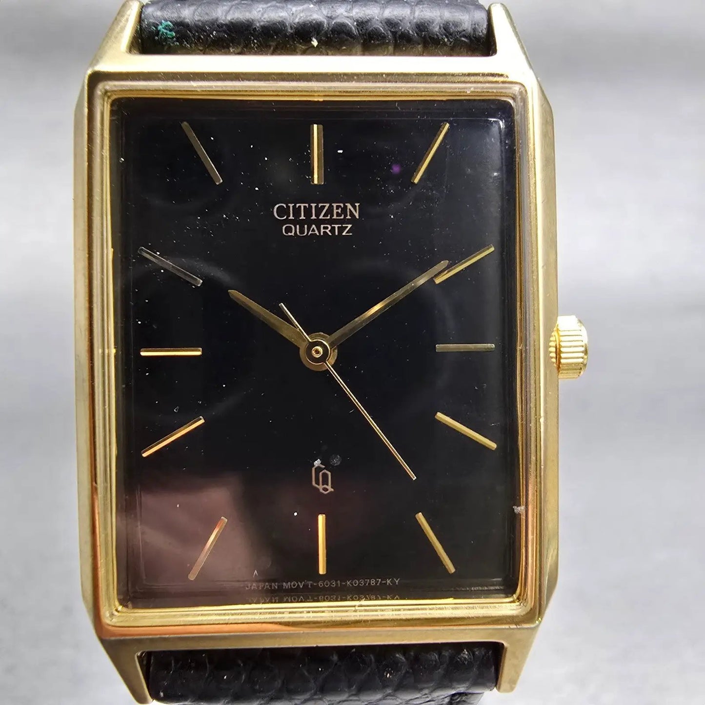 Citizen CQ Watch Men 25mm Black Dial Gold Tone Rectangle 5130-K02627 New Battery1
