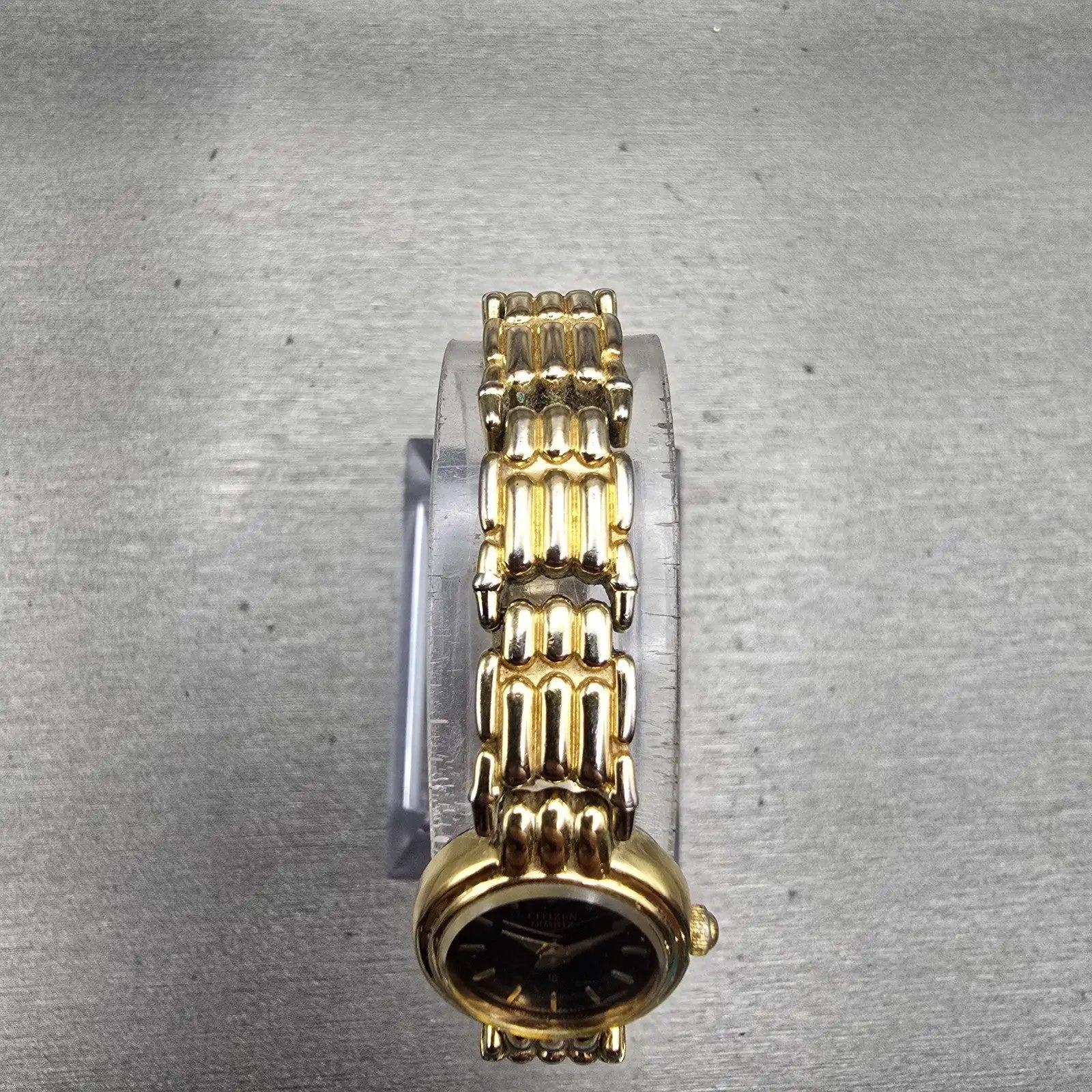 Citizen CQ Watch Women 16mm Black Dial Gold Tone Round 2250-242840 New Battery4