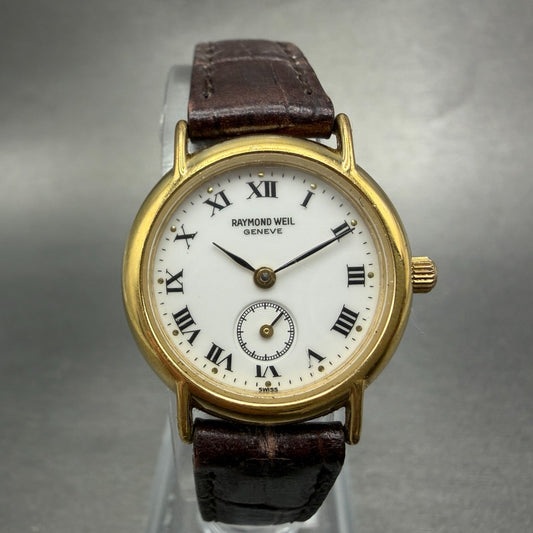 Raymond Weil Watch Women 24mm White Dial Gold Plated Small Seconds 9809 NewBatt0