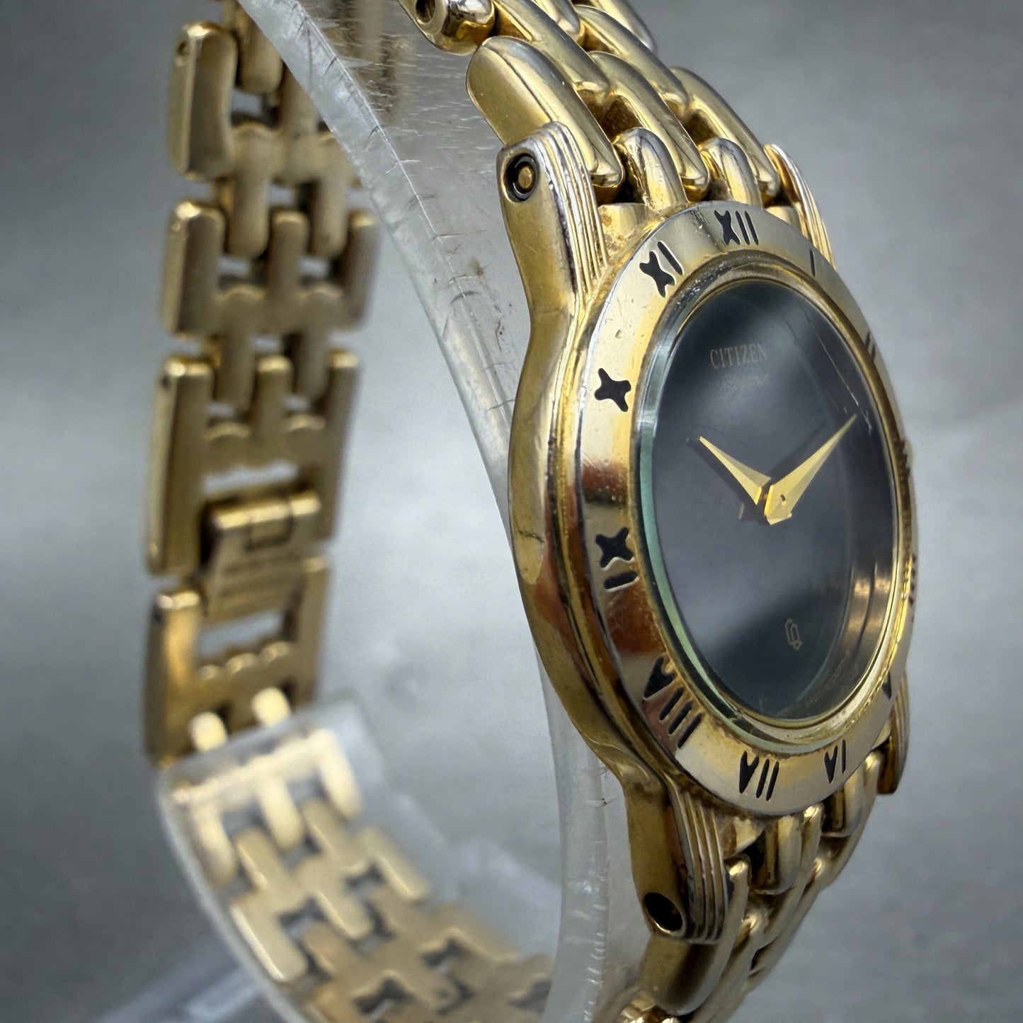 Citizen Elegance Watch Women 22mm Black Dial Gold Tone Round 5420-S26003 NewBat43