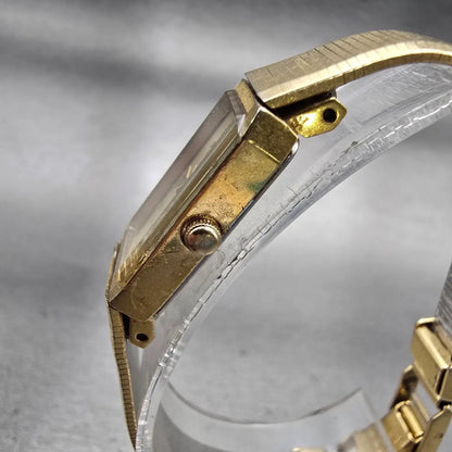 Bulova Tank Watch Women 13mm Champagne Dial Gold Tone Rectangle 92T74 NewBattery2