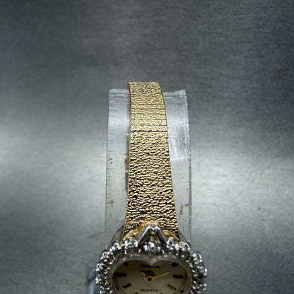 Armitron Heart Watch Women 15mm Cream Dial Gold Tone New Battery Vintage4