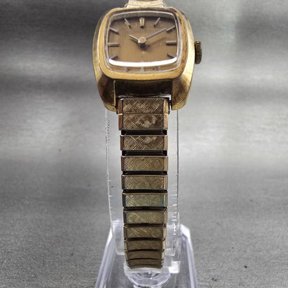 Seiko Watch Women 17mm Bronze Dial Gold Tone Rectangle 11-3499 Vintage Works5
