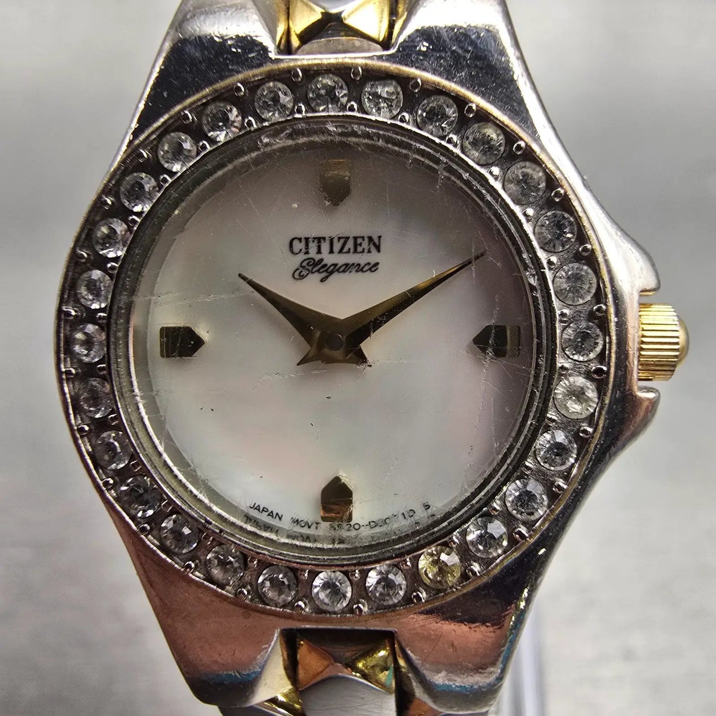 Citizen Elegance Watch Women 21mm MOP Dial Two Tone Gemmed 5920-S78992 New Batt1