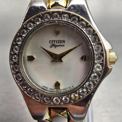 Citizen Elegance Watch Women 21mm MOP Dial Two Tone Gemmed 5920-S78992 New Batt1