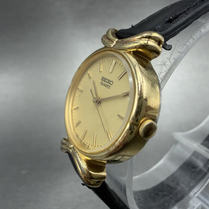 Seiko Watch Women 24mm Champagne Dial Gold Tone Oval 3421-5150 New Battery2