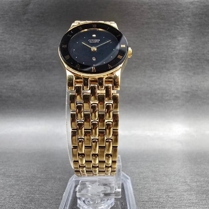 Citizen CQ Watch Women 21mm Black Dial Gold Tone Round 5920-K08811 New Battery5