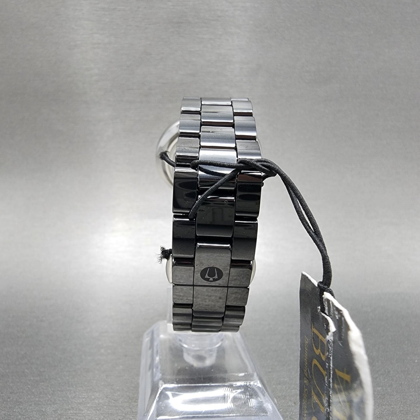 Bulova Rubaiyat Watch Women 35mm Black Dial Black Ceramic Diamond Bezel 98R2667