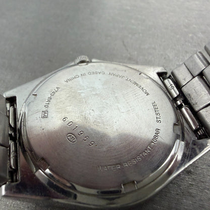 Seiko ALBA Watch Men 35mm Silver Dial Silver Tone Daydate V743-8A10 New Battery99
